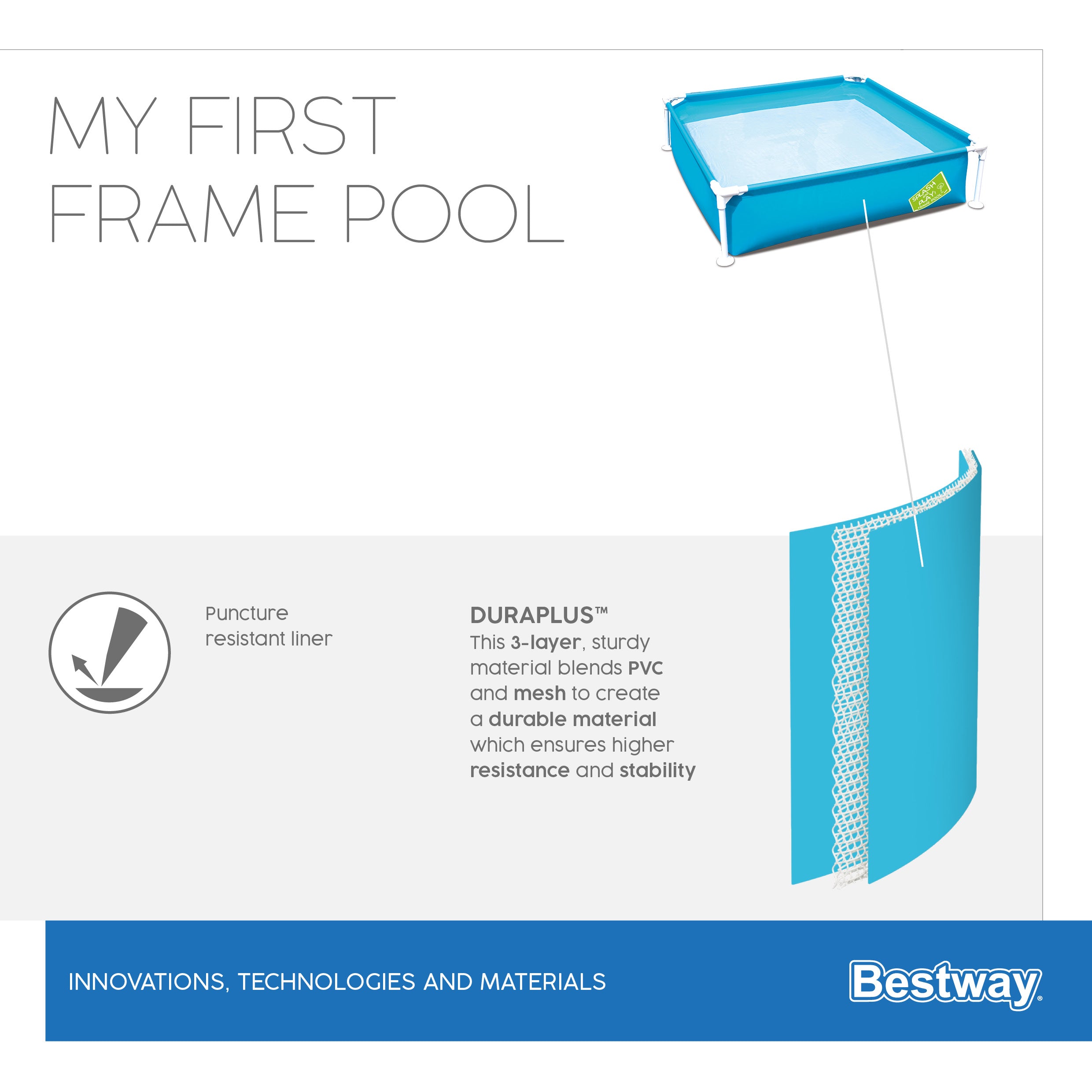 Piscina quadrata con struttura metallica Baby la mia prima Bestway 56217