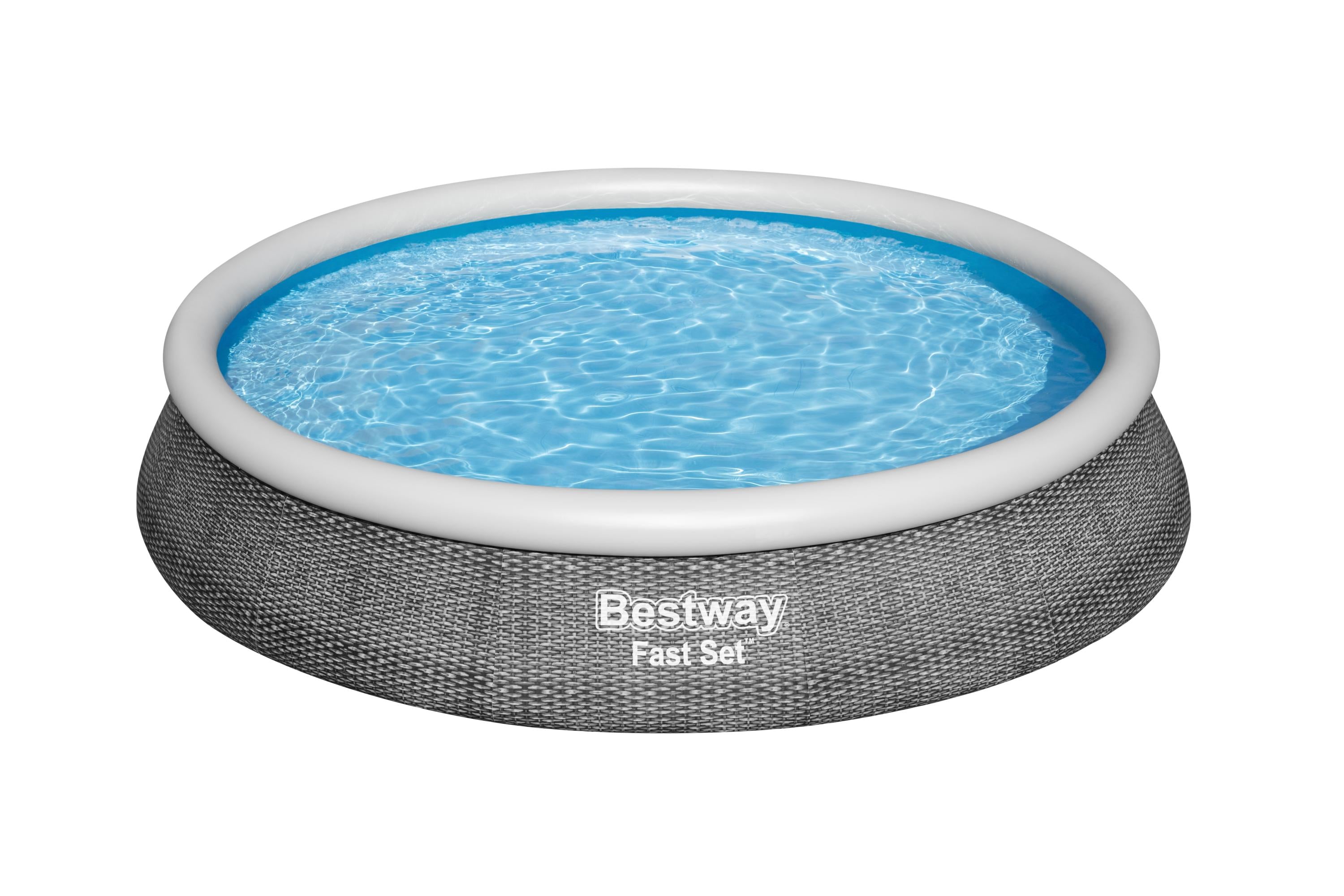 Piscina con Anello Tonda Autoportante 396x84 cm Rattan Grigio fast set Bestway 57376