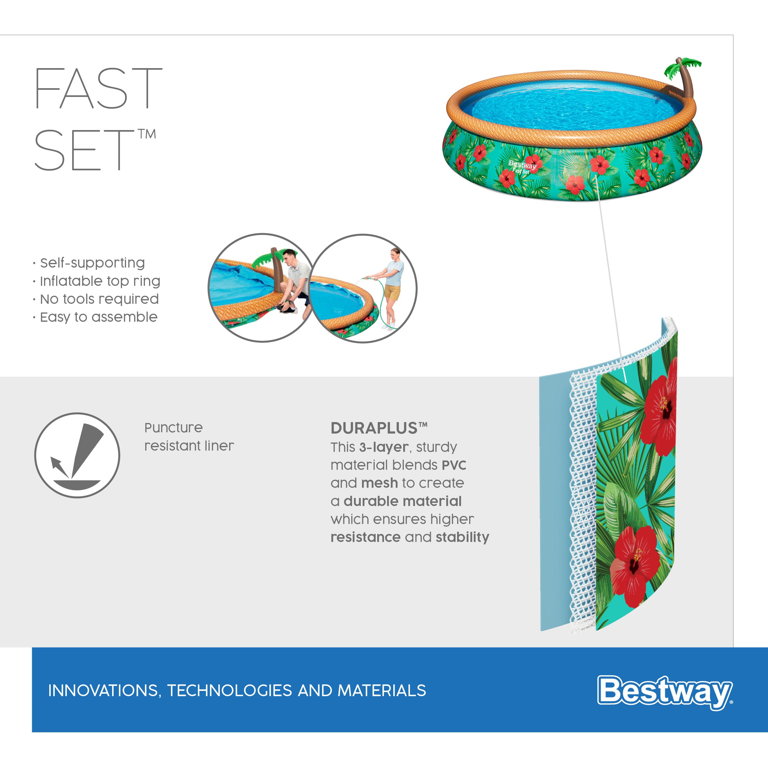 Piscina con Anello Autoportante 457x84 cm Paradise Palms fast set Bestwa