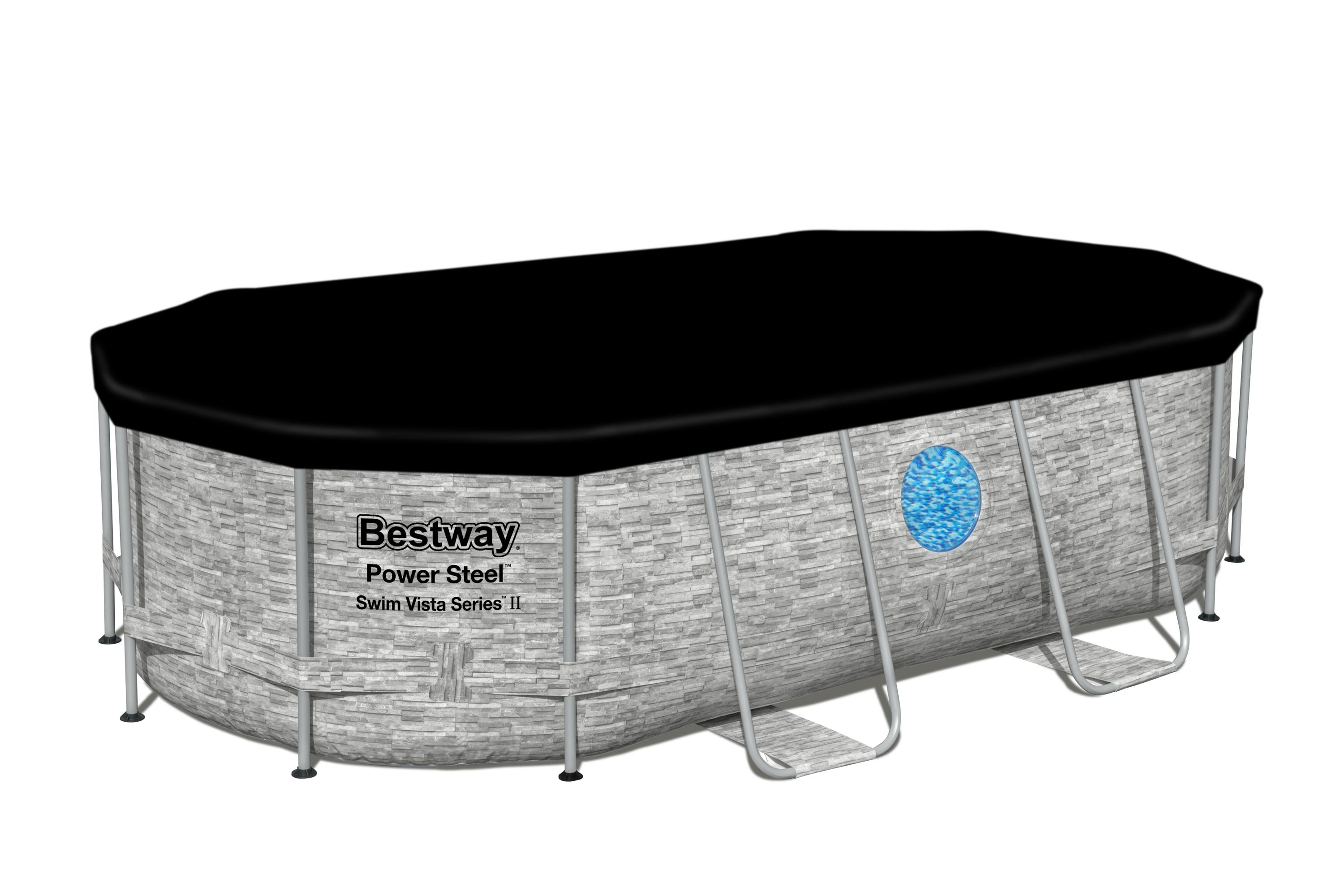 Piscina Power Steel Swim Vista Series II Ovale effetto marmo con Oblò Bestway 56714
