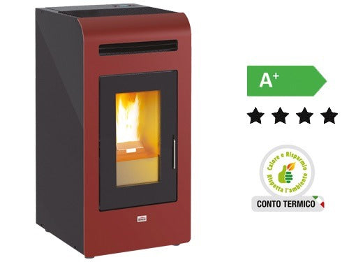 Stufa a pellet 12,2 kW Queen Plus HE 14 Bordeaux