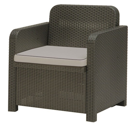 Salotto Set Vesuvio rattan antracite da esterno giardino con divano 3 posti tavolo e poltrone