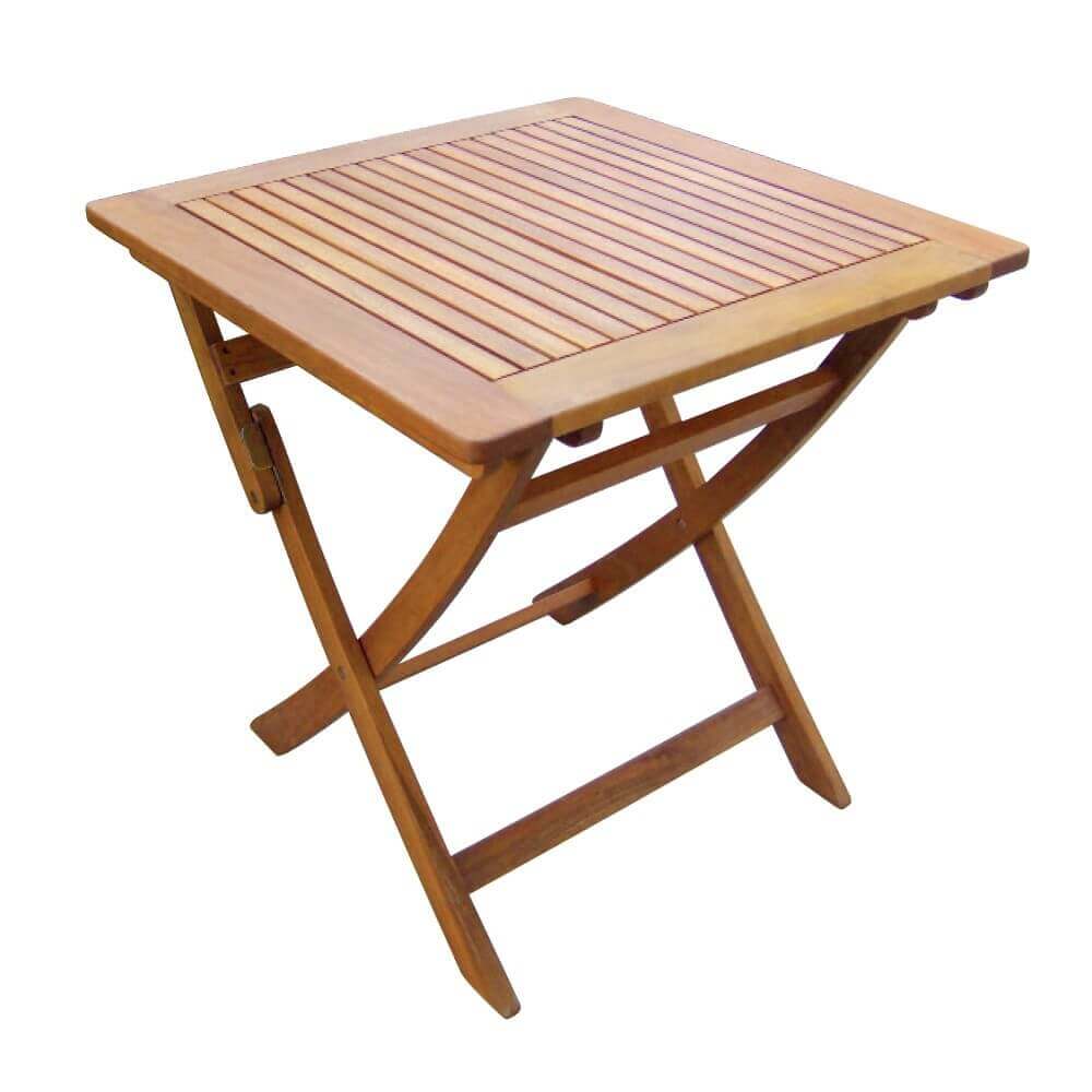 Tavolino pieghevole da esterno 70x70 cm in legno di acacia Nordik