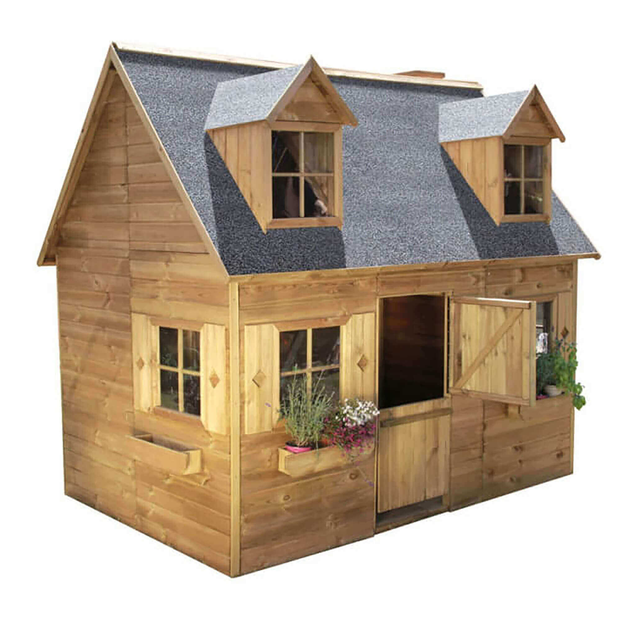 Villa grande chalet in legno per bambini a due piani con soppalco e scal