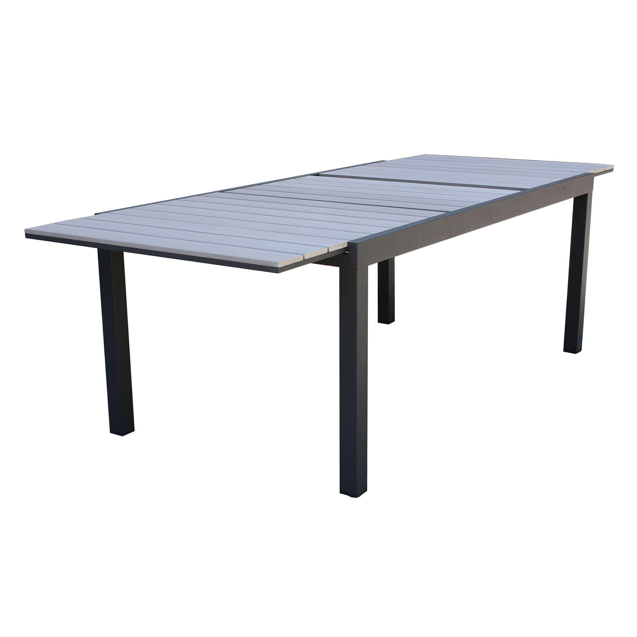 Tavolo allungabile da esterno in alluminio con piano in polywood effetto