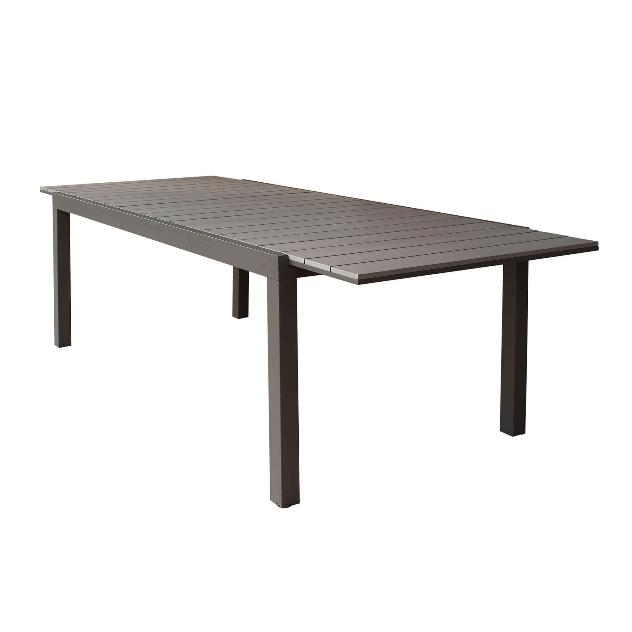 Tavolo allungabile da esterno in alluminio con piano in polywood effetto