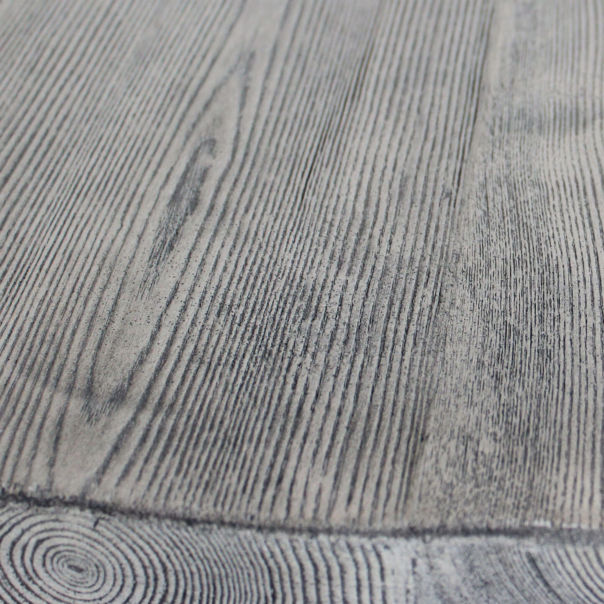 Tavolo per esterno in alluminio con piano in cementite effetto legno Ø14