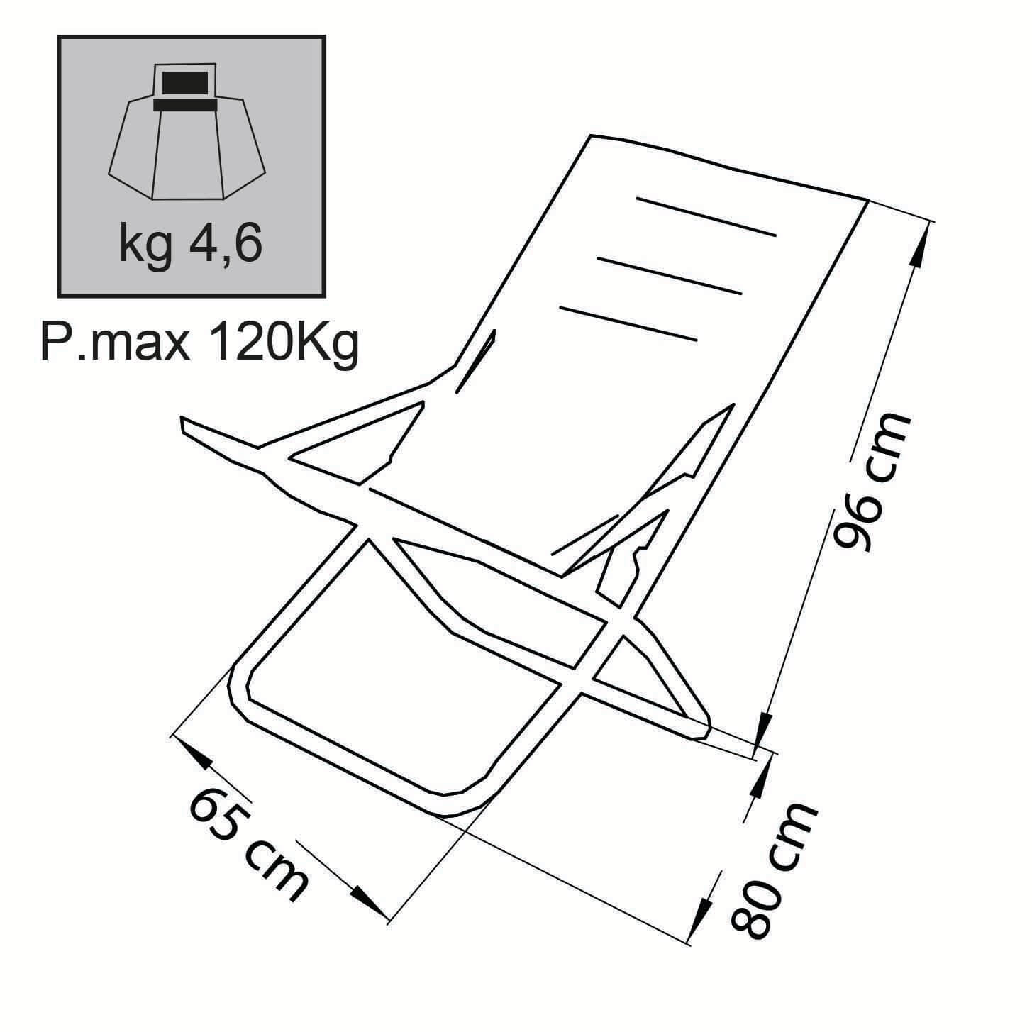 Sedia sdraio da esterno in acciaio con seduta e schienale in PVC Shady