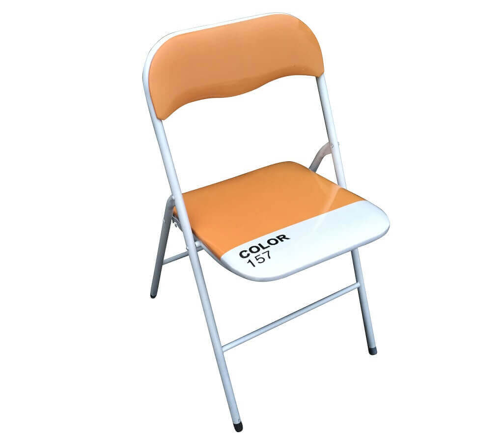 Sedia pieghevole da interno in acciaio con seduta e schienale in PVC imbottito Closy
