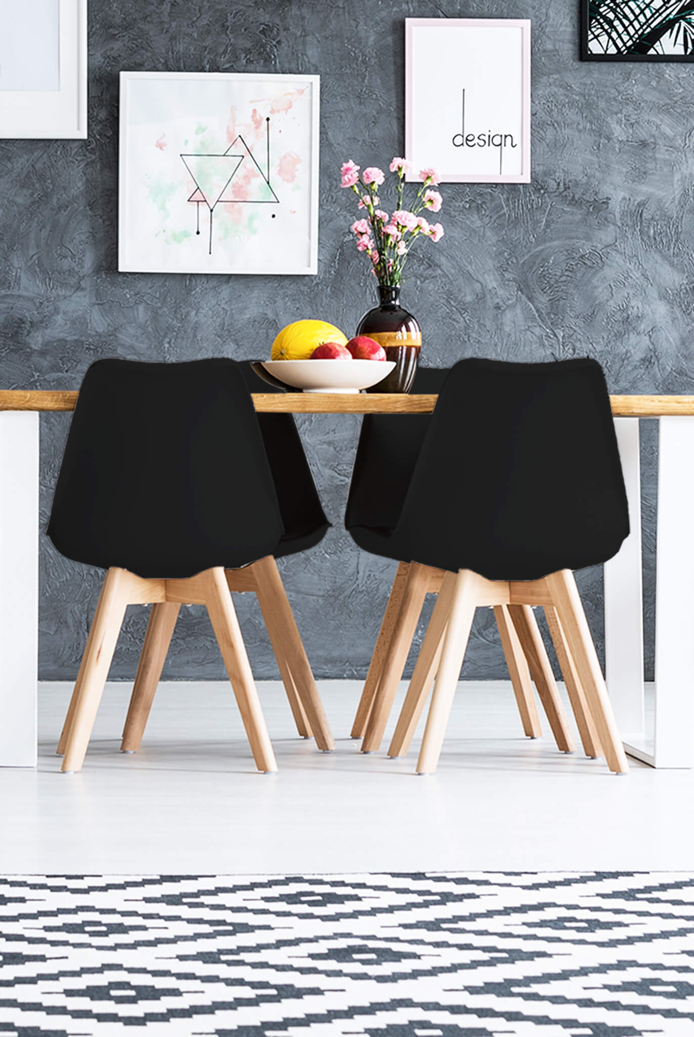 Sedia da interno in legno e materiale plastico con seduta imbottita Gary