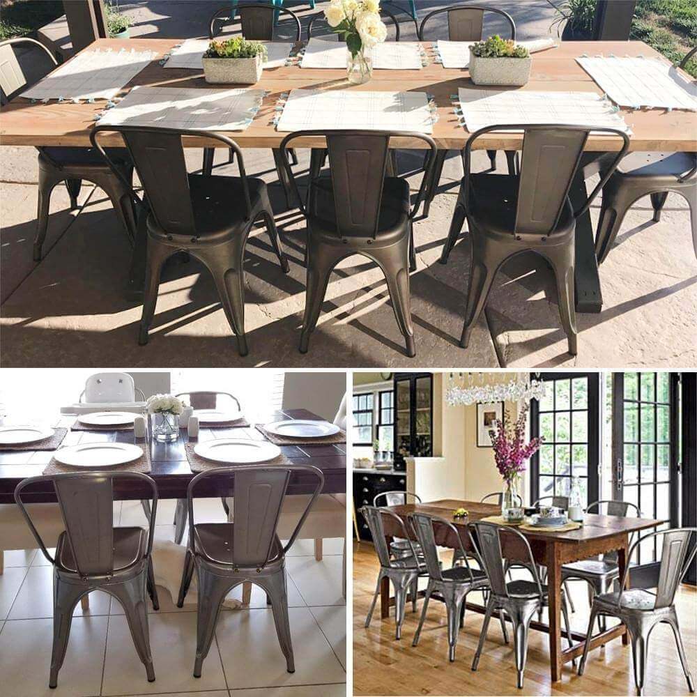 Sedia impilabile in acciaio stile industriale moderno Industrial Style D