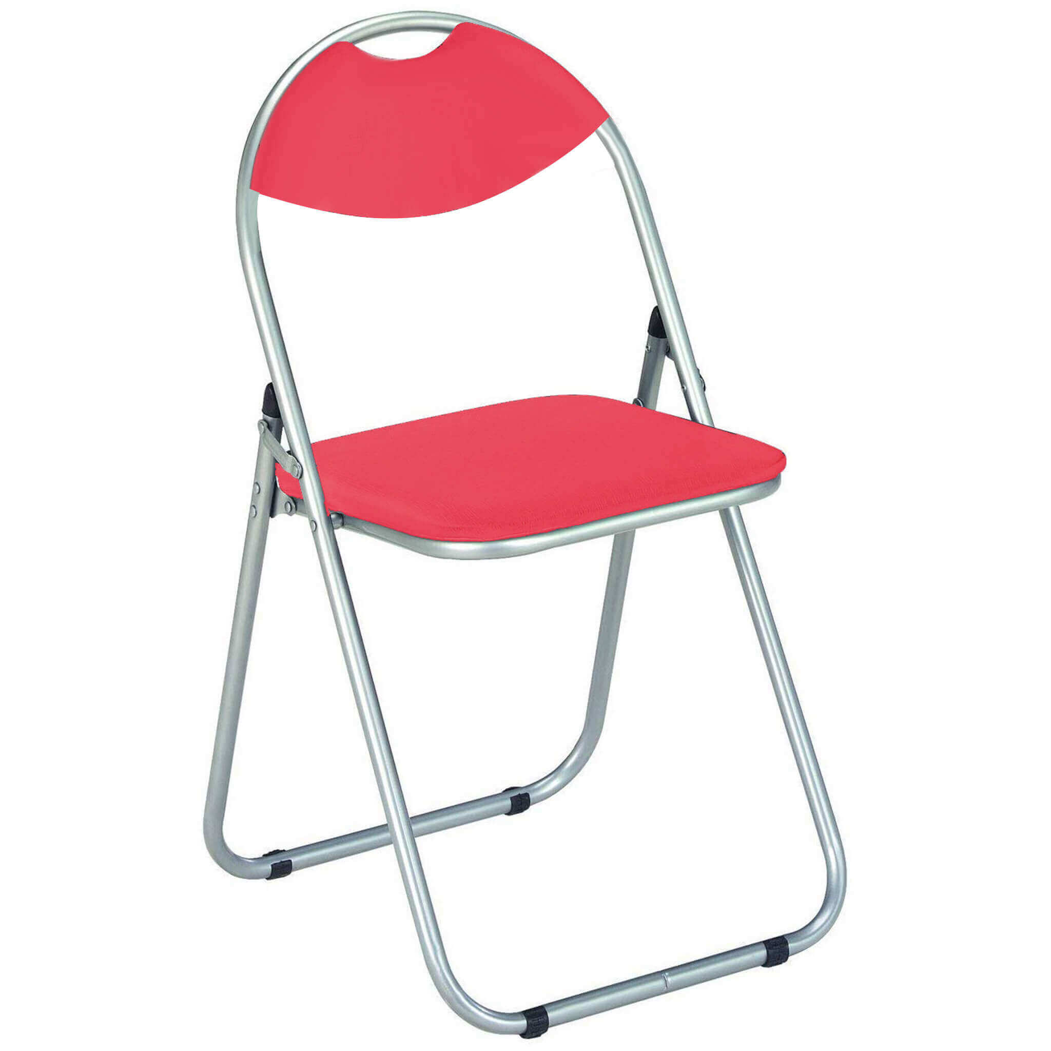 Sedia pieghevole da interno in acciaio con schienale e seduta in PVC imbottiti Circle Closy