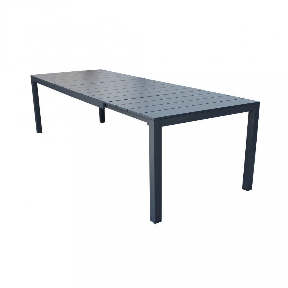 Tavolo estensibile da giardino con struttura in alluminio e piano effetto doghe Spenser