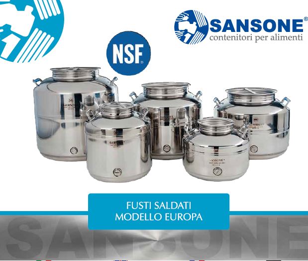 Contenitore fusto bidone acciaio inox per olio 15 litri Sansone Modello Europa