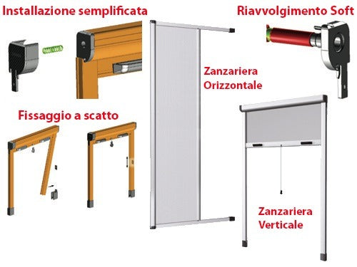 Zanzariera universale a rullo verticale con finitura bianca Stop Inset