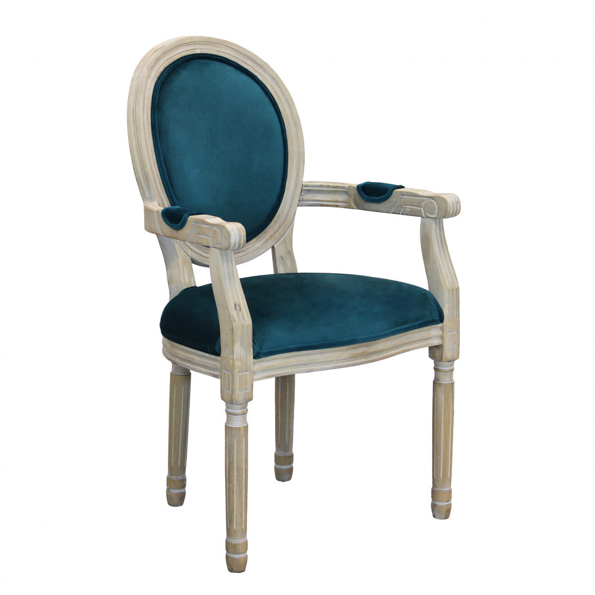 Sedia poltrona da interno in legno ed ecopelle con seduta e schienale imbottiti Provenza