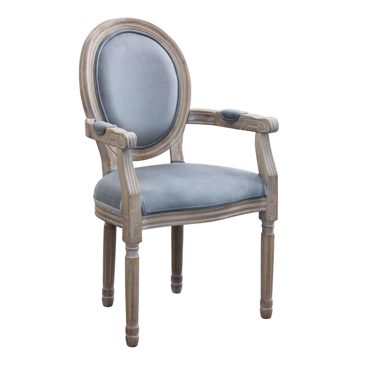 Sedia poltrona da interno in legno ed ecopelle con seduta e schienale imbottiti Provenza