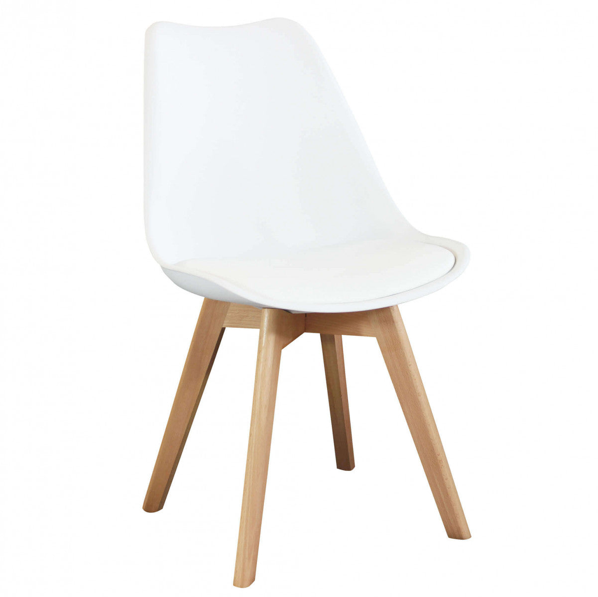 Sedia da interno in legno e materiale plastico con seduta imbottita Gary
