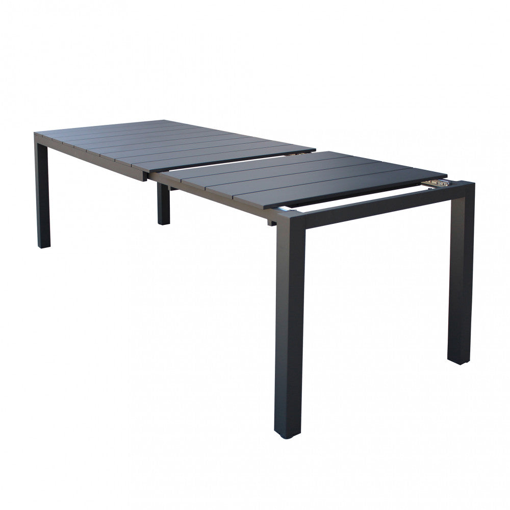 Tavolo da esterno allungabile 149/215 cm in alluminio con piedi regolabili e piano a doghe TEODOSIO