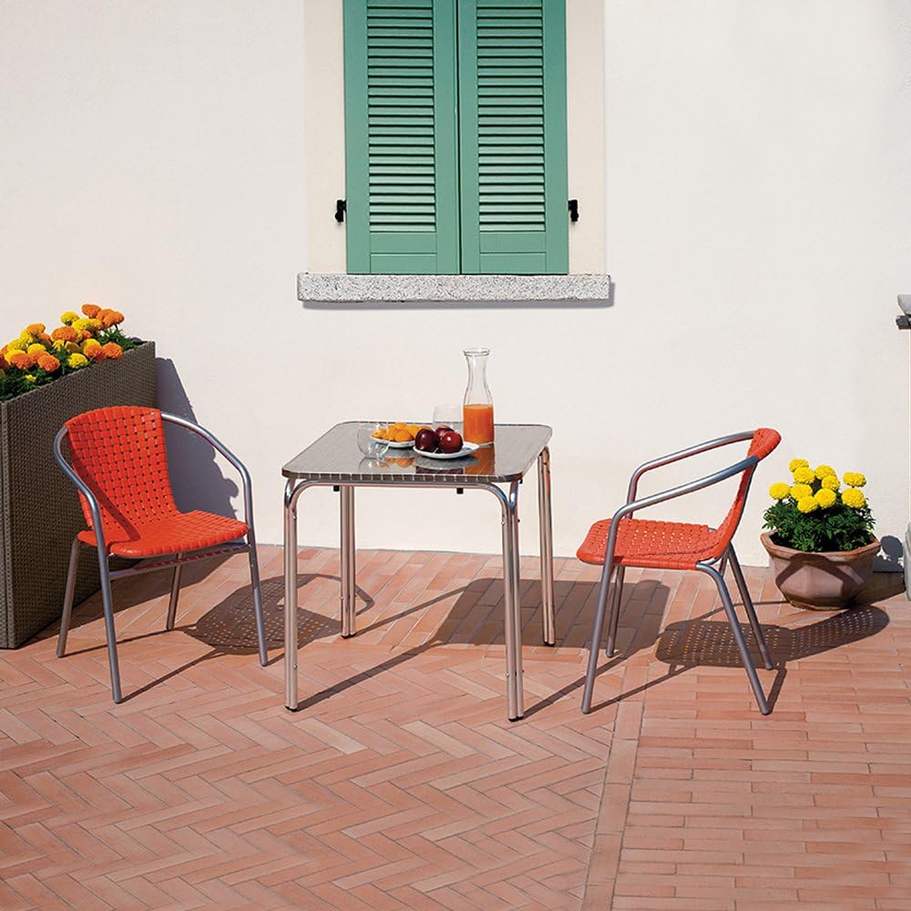 Tavolo quadrato 70x70 cm in alluminio impilabile per arredo bar waterproof da esterno Iron Square