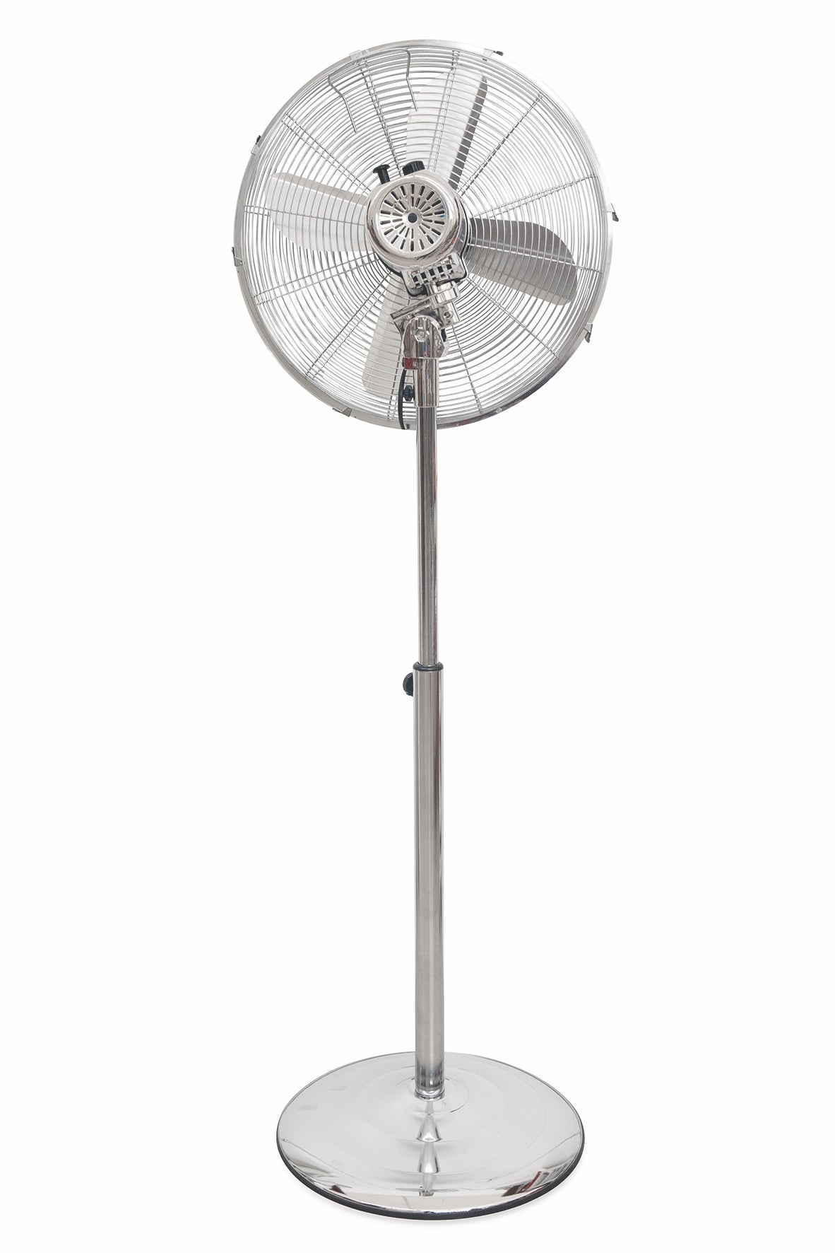 Ventilatore a piantana interamente in acciaio 4 pale 40 cm vintage Niklas Newage Chrome