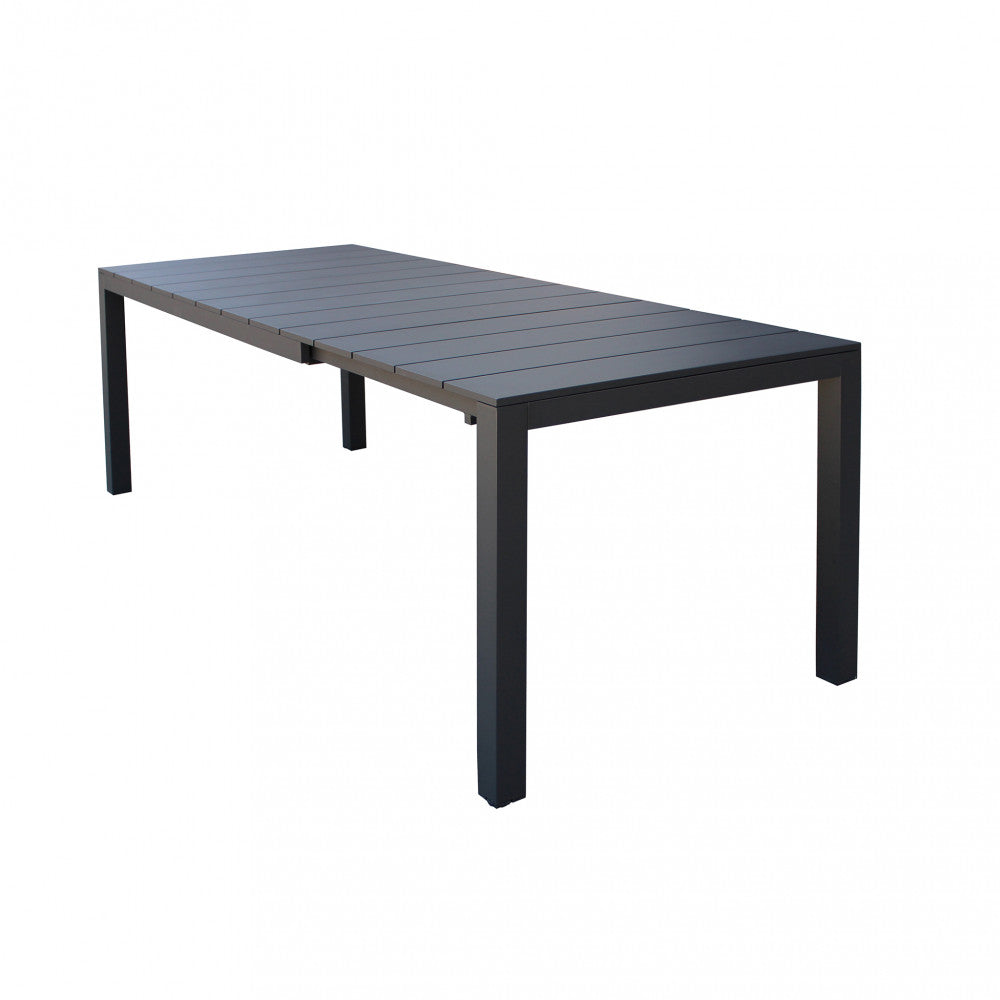 Tavolo da esterno allungabile 149/215 cm in alluminio con piedi regolabili e piano a doghe TEODOSIO